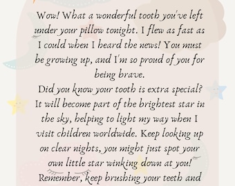 Personalized Tooth Fairy Letter: Keepsake Note Template (Digital Download)