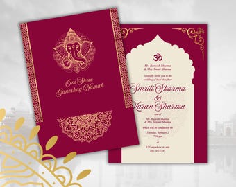 Custom Indian Wedding Invitation Template: DIY Printable (PDF Download for Canva)