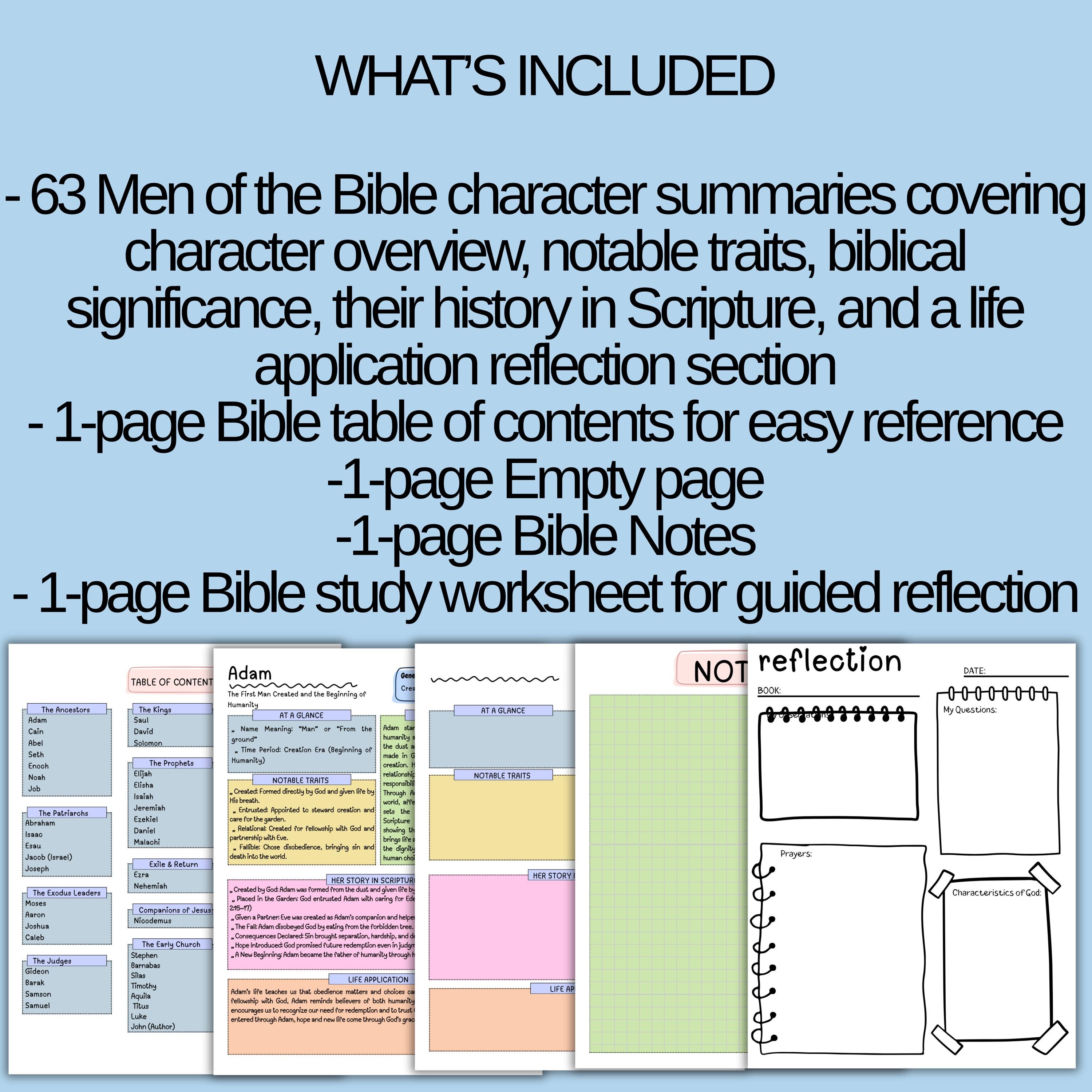 Men of the Bible Printable Study Guide, Men of the Bible Devotional ...