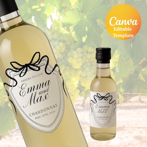 Custom Wine Wedding Labels, Wine Labels Wedding, Printable Sticker Labels, Personalized Wine Label, Wedding Wine Label Digital, Canva