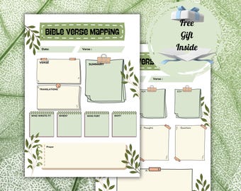 Bible Verse Mapping Template, Prayer Journal (Digital Download)