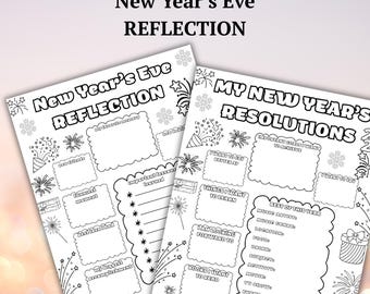 2026 New Year's Resolutions & Reflection Coloring Page (Digital Download)