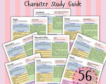 Women of the Bible Printable Bible Study Character Guide, 56 Women Bible Characters, Women of Faith, Books of the Bible Study Plan, Bible