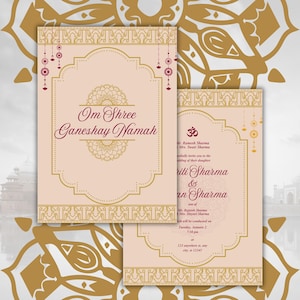 Indian Wedding Favor, Custom and Editable Indian Wedding Invitation, Indian Wedding Canva Template, Hindu Wedding Card, Indian Invitation