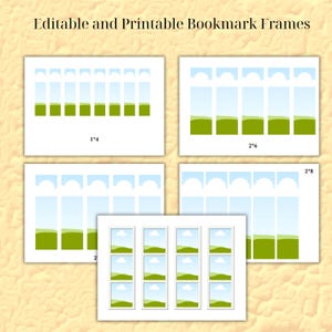 Bearbeitbare Lesezeichenvorlage: Canva ziehen Rahmen (SVG PNG Digital Download Set von 5)