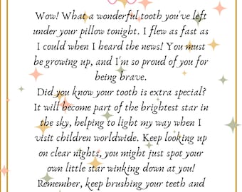 Printable Tooth Fairy Letter, Tooth Fairy Note, Fairy Note Template, Tooth Fairy Printable, First Tooth Fairy Note, Digital Download