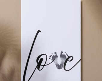 Personalized Baby Footprint Art: LOVE Sign Nursery Decor (PDF Download A3/A4 Sizes)