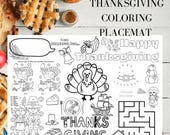 Thanksgiving Coloring Placemat: Kids' Activity Mat (Digital Download)