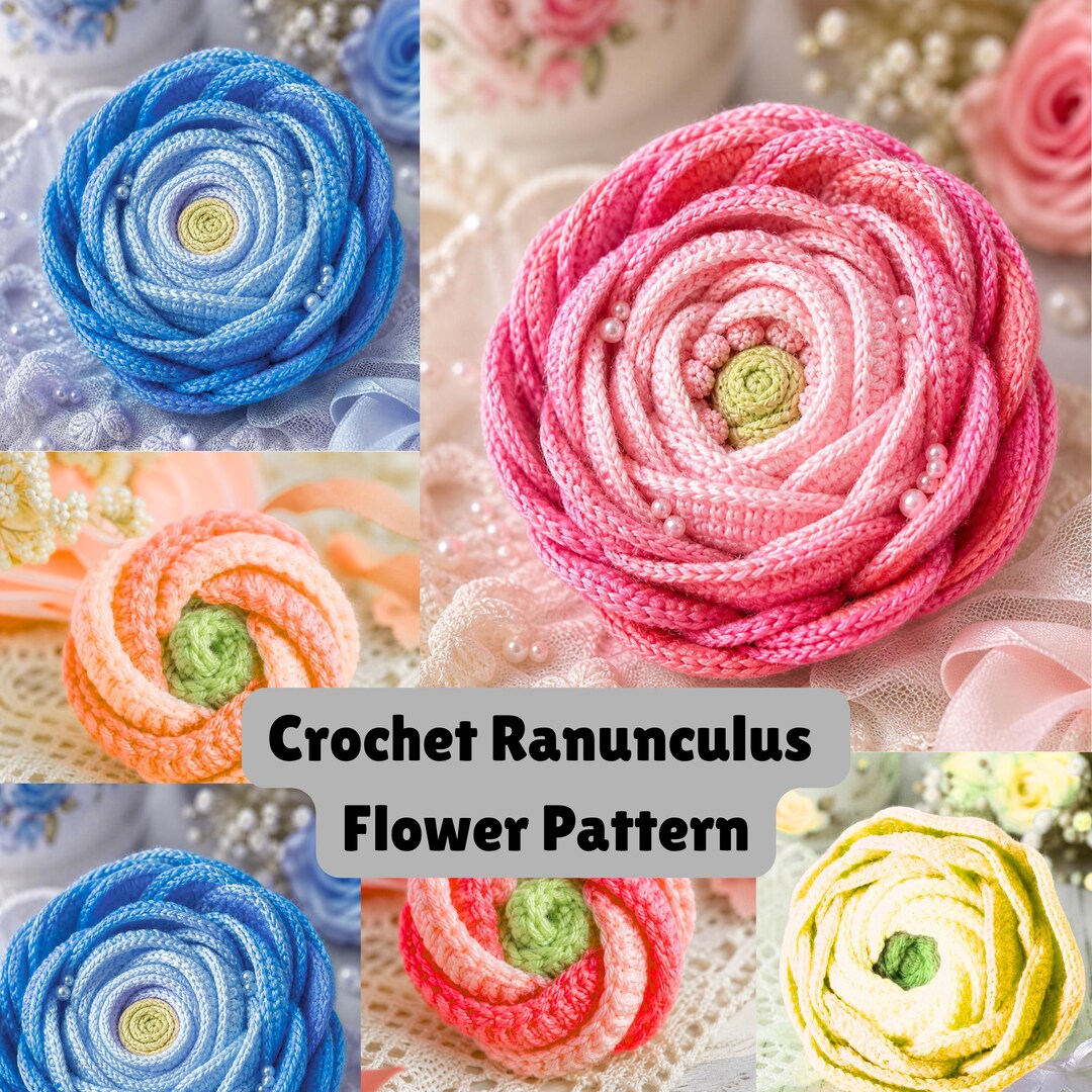 Ranunculus Crochet Pattern Flower, Ranunculus Bulb Crochet Pattern ...