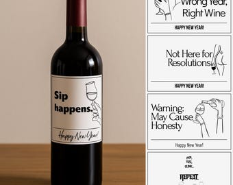 Funny Holiday Wine Bottle Labels: Christmas Party Gift (Set of 10) (PDF)