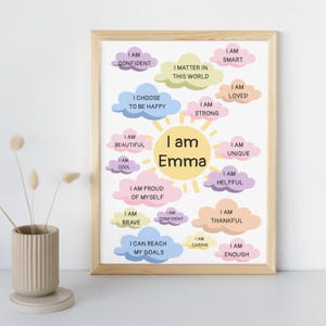 Kids Affirmations, I am, Printable Positive Affirmation Wall Art, Kids Affirmation Poster, Printable Positive Affirmations, I am Enough
