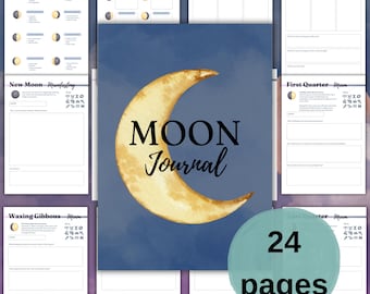 2026 Moon Planner Journal, Lunar Calendar, Moon Phase Tracker (Printable)