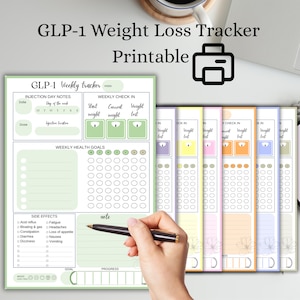 GLP 1 Weight Loss Tracker, Tirzepatide Weight Loss Tracker, GLP1 Injection Tracker, GLP 1 Planner, GLP1 Wellness Planner and Tracker