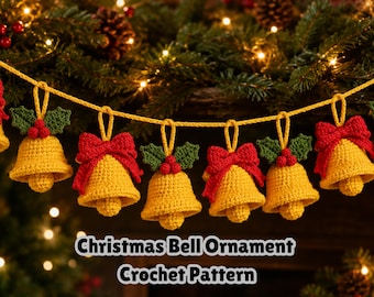 Christmas Bell Ornament Crochet Pattern, Holiday Bell Festive Décor Elements, Tree Ornament Pattern Instructions