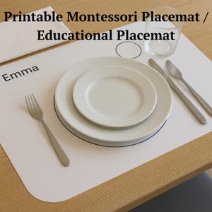 Montessori Tischset druckbar, Tischset Tischset, Tischset für Kinder, Kleinkind Tischset, lernfähiges Tischset, Montessori Küche