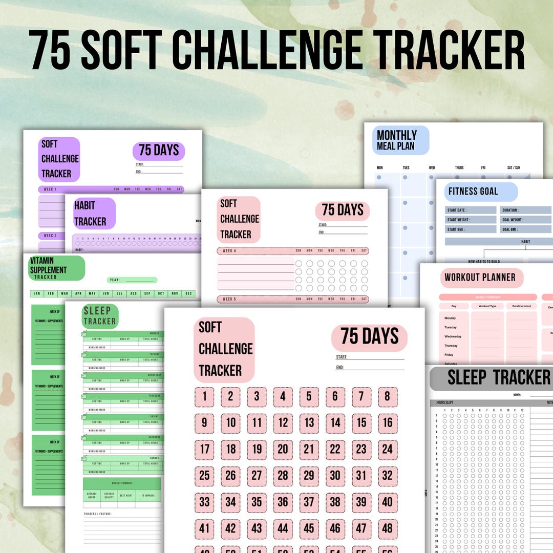 75 Soft Challenge Tracker: Fitness & Wellness Journal (printable PDF ...