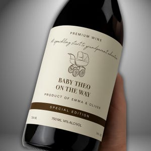 Pregnancy Announcement Wine Label for Grandparents: Editable Baby Reveal (Digital Download)