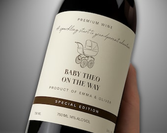 Pregnancy Announcement Wine Label for Grandparents: Editable Baby Reveal (Digital Download)