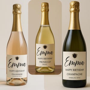 Editable Champagne/Prosecco Bottle Labels: Custom Wine Stickers (Canva Template Digital Download