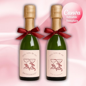 Custom Mini Champagne Labels: Editable Bridal Shower Favors (PDF Template)