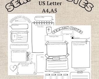 Printable Sermon Notes Template, Christian Bible Study (PDF)