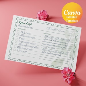 Editable Recipe Card Template: Printable Personalized Recipe (Digital Download)