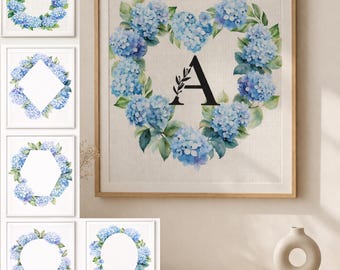 Purple Hydrangea Counted Cross Stitch Pattern, Blue Hydrangea Wreath Cross Stitch Pattern, Hydrangea Cross Stitch Patterns, Hydrangea Decor
