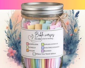 Printable Prayer Jar, Bible Verse Jar for Feelings and Emotions, Prayer Jar Kit, DIY Scripture Jar, Color Coded Bible Verses, Christian Gift