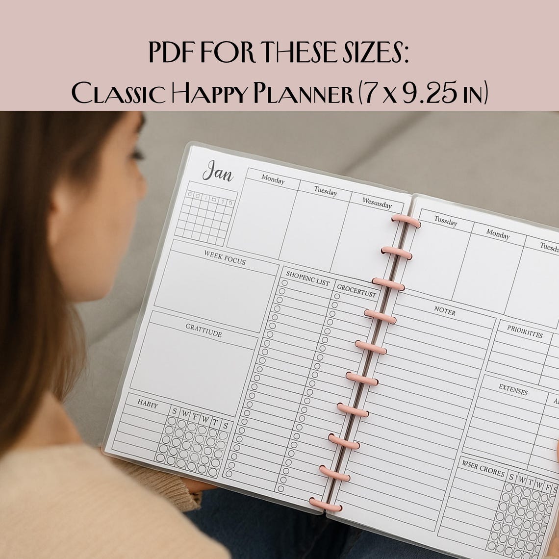 Week at a Glance, Weekly Planner Printable, Classic Happy Planner ...