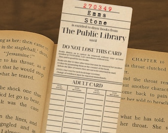 Editable Vintage Library Card Bookmark, Book Ephemera (Digital Download)