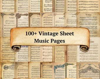 100+ Vintage Printable Music Sheets, Junk Journal Ephemera (Digital Download)