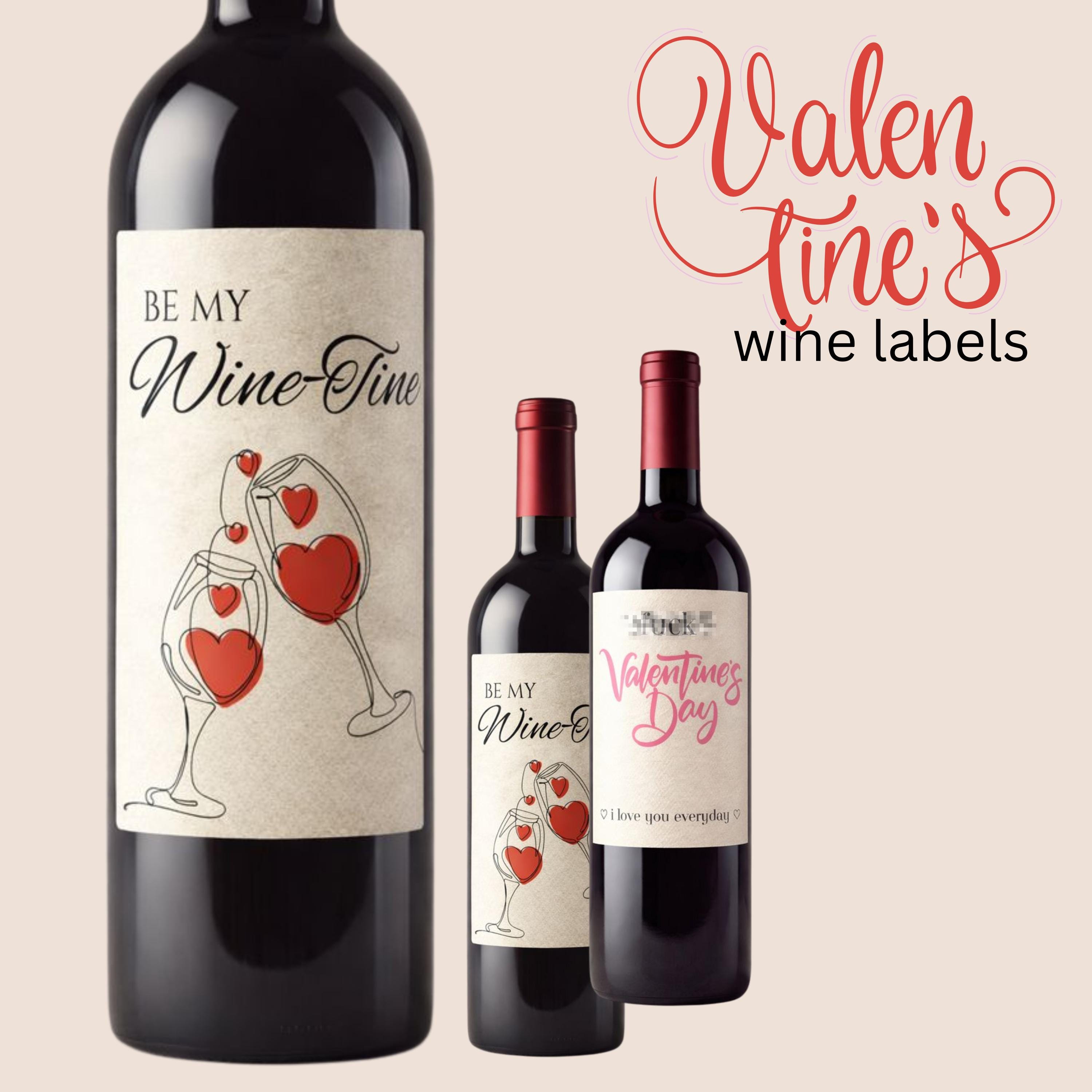 23 Valentine's Day Printable Bottle Labels for Festive Fun 7 Romantic and Funny Wine Bottle Labels, Custom V-Day Gift (Printed…