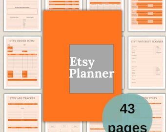 Planer sklepu Etsy do druku, 43-stronicowy cyfrowy planer biznesowy Etsy, moduł śledzenia reklam Etsy, planer dla sprzedawcy Etsy, plan biznesowy Etsy