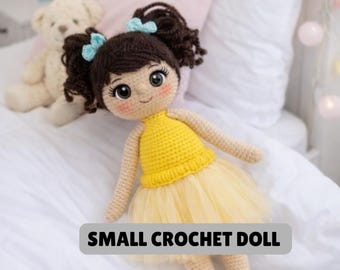 Small Crochet Doll Pattern, DIY Crochet Doll, Doll Crochet Pattern PDF, Crochet Girl Doll, Amigurumi Crochet Doll, Crochet Plush Doll Scheme