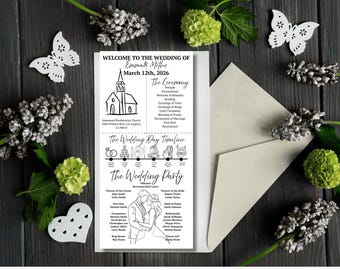 Elegant Wedding Program Template: Chic Ceremony Timeline (Digital Download)