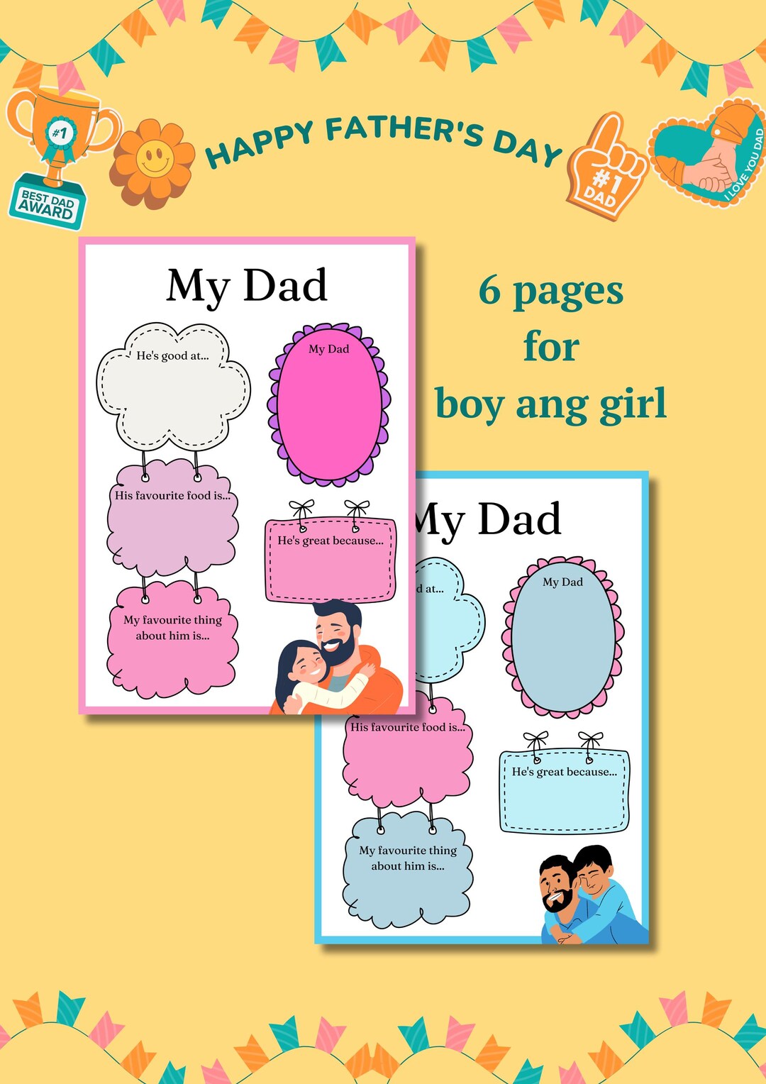 All About My Dad Printable: Father's Day Coloring Page (PDF) - Etsy