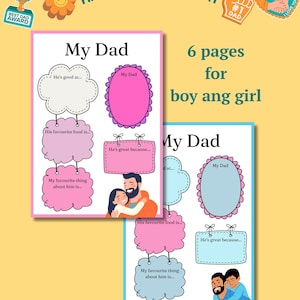 All About My Dad Printable, Father&#39;s Day Printable, Father&#39;s Day Gift from Kids, DIY Father&#39;s Day Coloring Activity Page, All About My Dad