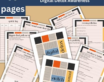 Diario digital de desintoxicación de 50 páginas, registro digital de desintoxicación, diario digital de cuidado personal, planificador de autocuidado, autocuración, diario digital