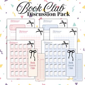 Printable Book Club Kit: Discussion Guide, Review, Reading Log (Digital Download)