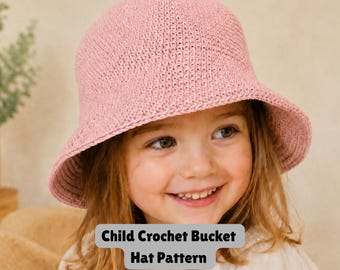 Child Crochet Bucket Hat Pattern PDF, Toddler Bucket Hat Pattern, Baby Sun Hat Pattern, Toddler Sun Bucket Hat, Crochet Bucket Hat For Kids
