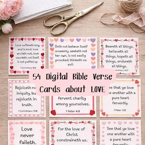 Bible Verse Cards About Love, God's Love Printable Scripture Cards, Christian Valentines Love Scripture Cards, Love Note Cards, Bible Verse