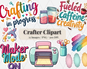 Paquete PNG "Colorea mi vida creativa" / 25 imágenes prediseñadas de manualidades brillantes / Pegatinas de arcoíris para manualidades / Arte para salas de manualidades / Archivos de imágenes prediseñadas y sublimación