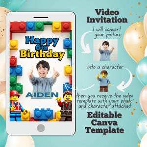 Editable Canva Kids Birthday Video Template | Fun Animated Party Invite | Customizable Digital Download for Boys & Girls, Personal Photo
