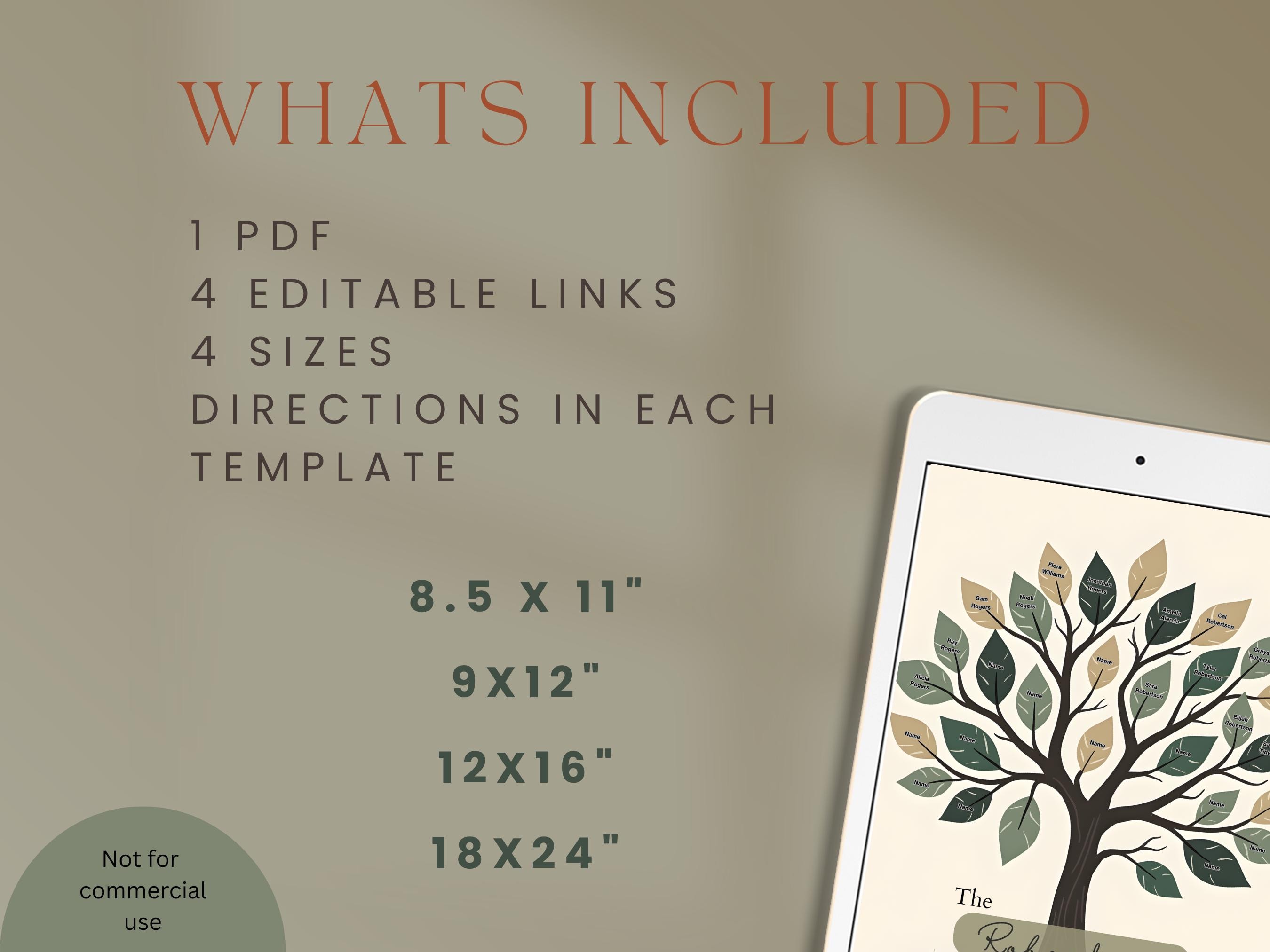 Editable Family Tree Template for Canva | Modern Family Tree Printable ...