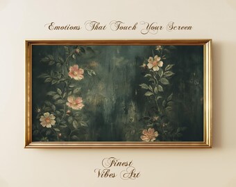 Dark Floral Frame TV Art: Vintage Botanical Painting (Digital Download)