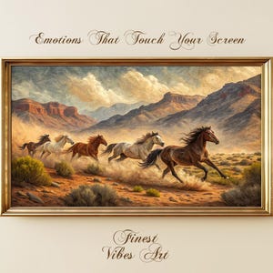 Wild Horses Desert Art for Samsung Frame TV: Western Landscape (Digital Download))