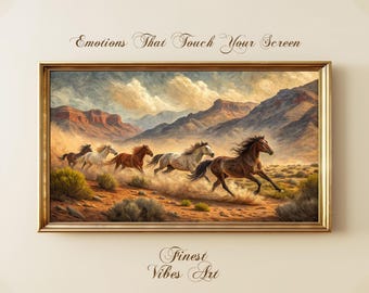 Wild Horses Desert Art voor Samsung Frame TV: westelijk landschap (digitale download))