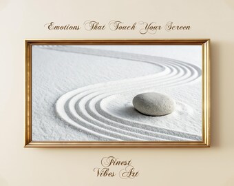 Zen Garden Stone Frame TV Art: Minimalist Japandi Screen Display (Digital Download)