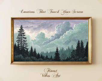 Misty Forest Landscape Art for Samsung Frame TV: Tranquil Nature Scene (Digital Download)