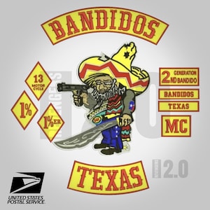 Set of 10 pieces Bandidos Motorcycle Biker Embroidered Patch Iron on Sew on